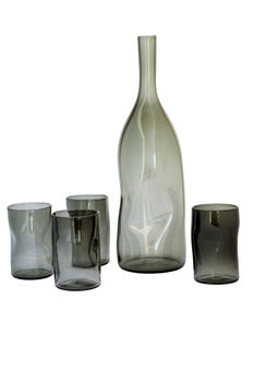 Hand Blown Glass Decanter With Four Glasses, 3 of 3