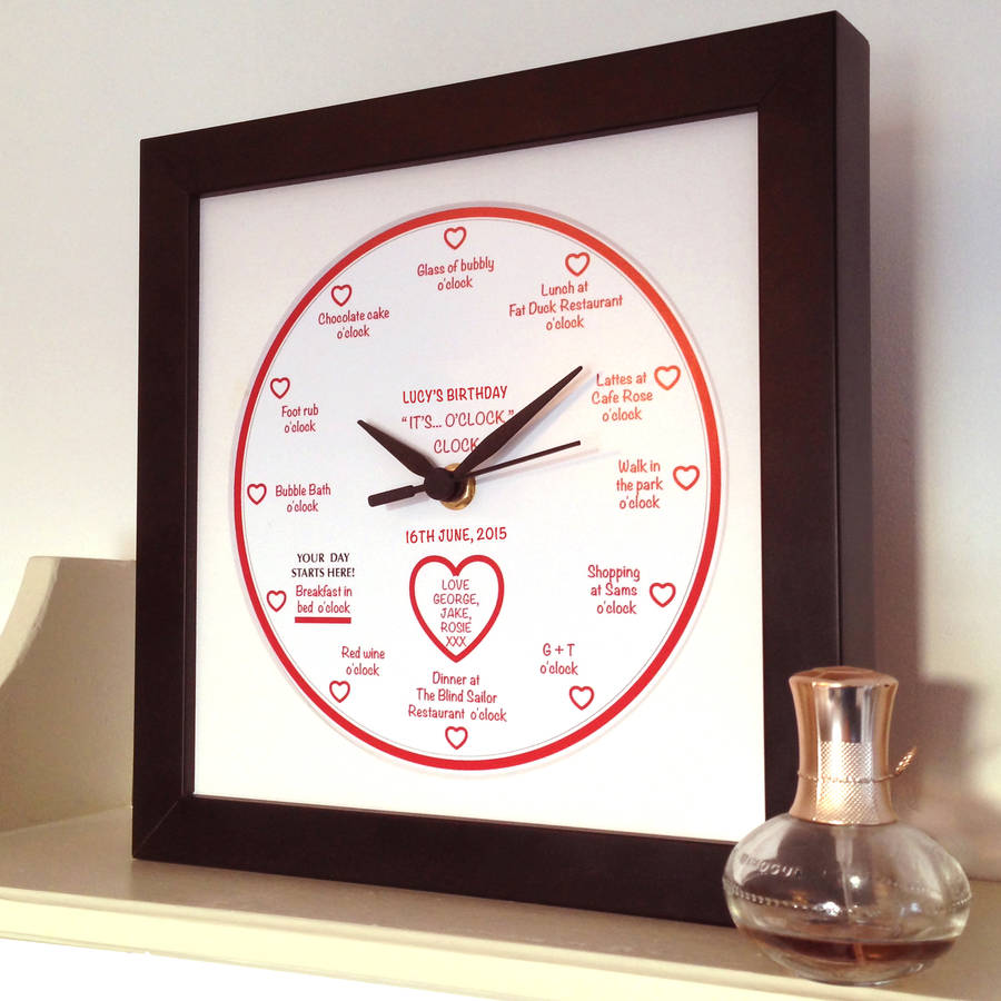 personalised 'it's… o'clock' lady's birthday clock by loud duck design