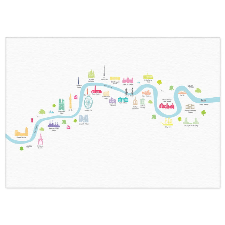 river thames london thames barrier to chelsea print by holly francesca ...