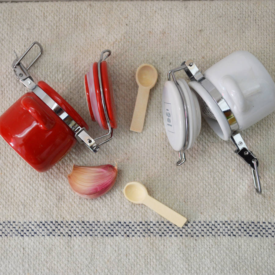 Chilli And Garlic Salt With Ceramic Jars Set By Anglesey Sea Salt