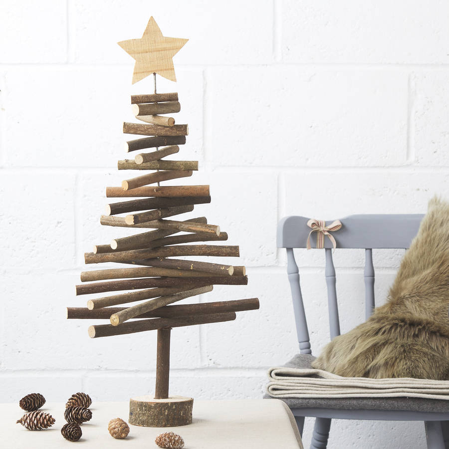 wooden log christmas tree by the christmas home | notonthehighstreet.com