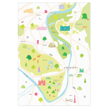 Map Of Hampton Court + Surrounding Area Print, 3 of 5