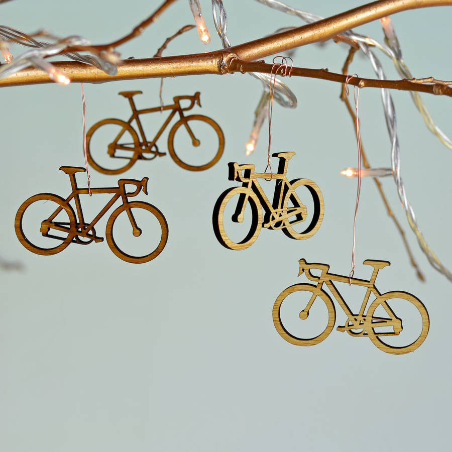 Christmas bamboo bicycle tree decorations by oakdene 