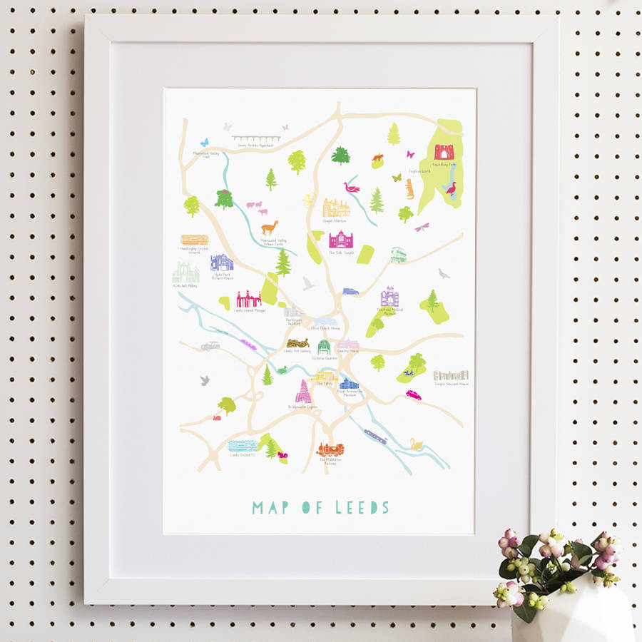 map of leeds print by holly francesca | notonthehighstreet.com