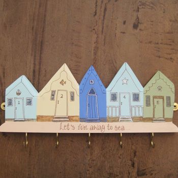 Five Beach Huts Key Holder/Hanging Decoration, 7 of 9