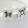 Cave Art Sterling Silver Square Studs, thumbnail 1 of 7