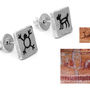 Cave Art Sterling Silver Square Studs, thumbnail 2 of 7