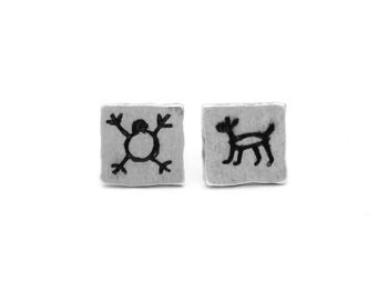 Cave Art Sterling Silver Square Studs, 4 of 7