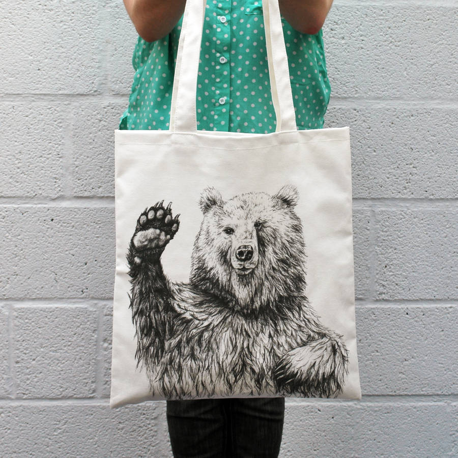 Waving Bear Tote Bag By Ink Bandit | notonthehighstreet.com