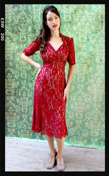 Forties Style Dress With Sweetheart Neckline Ruby Lace, 2 of 4