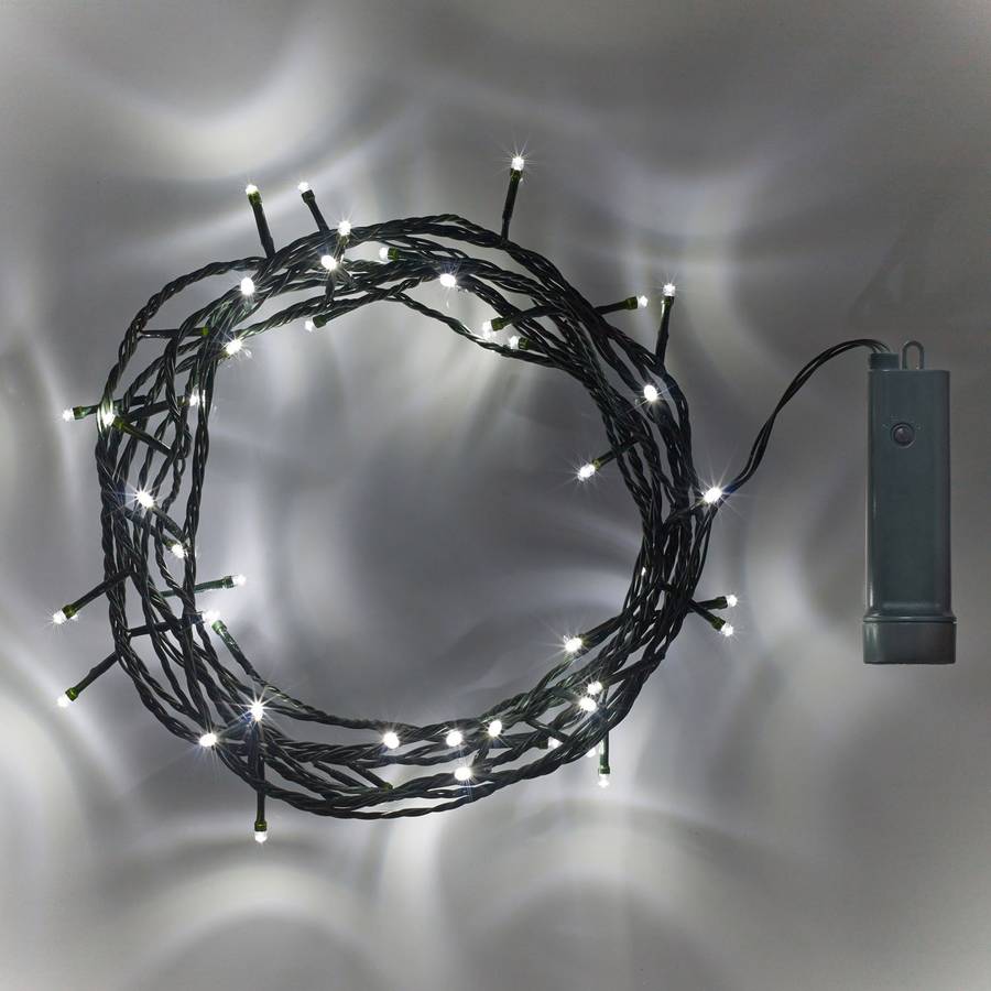 50 White Outdoor Battery Fairy Lights By Lights4fun