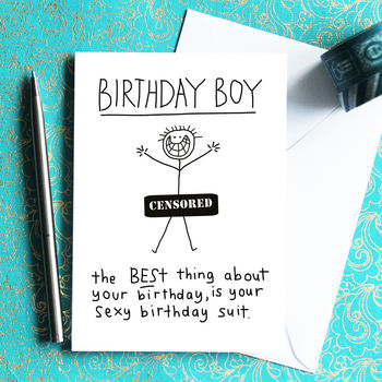 Birthday Suit Birthday Boy Card By indieBerries | notonthehighstreet.com