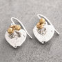 Textured Heart Sterling Silver Earrings With Gold Beads, thumbnail 1 of 7