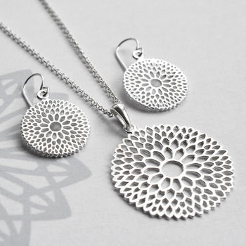 Sterling Silver Chrysanthemum Necklace, 2 of 10