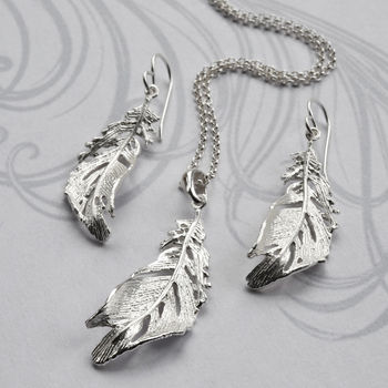 Sterling Silver Dangly Soft Feather Earrings, 2 of 5