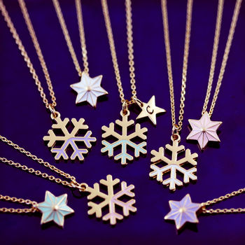 Enamel Star Necklace And Snowflake Necklace, 2 of 7