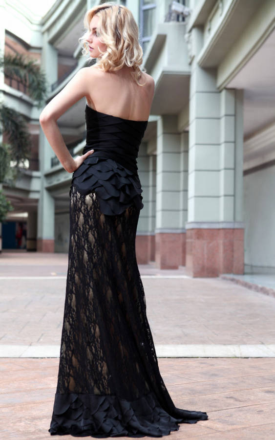 Lace Evening Dress In Black And Nude Colours By Elliot Claire London