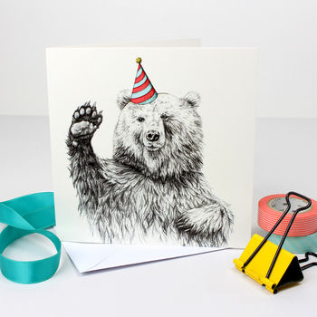 Waving Bear Birthday Card, 2 of 2