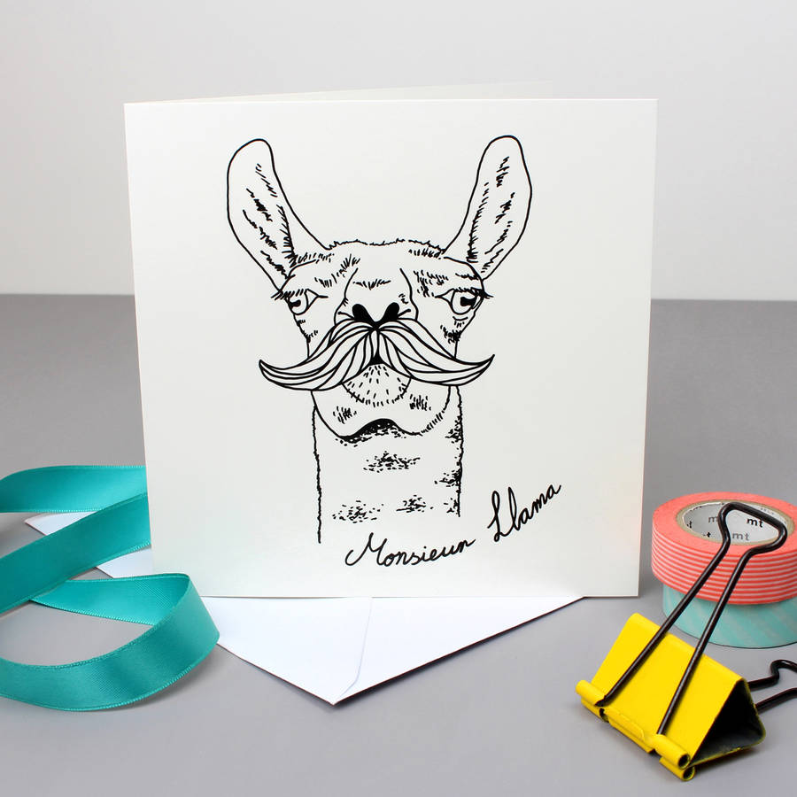 Monsieur Llama With Moustache Greetings Card