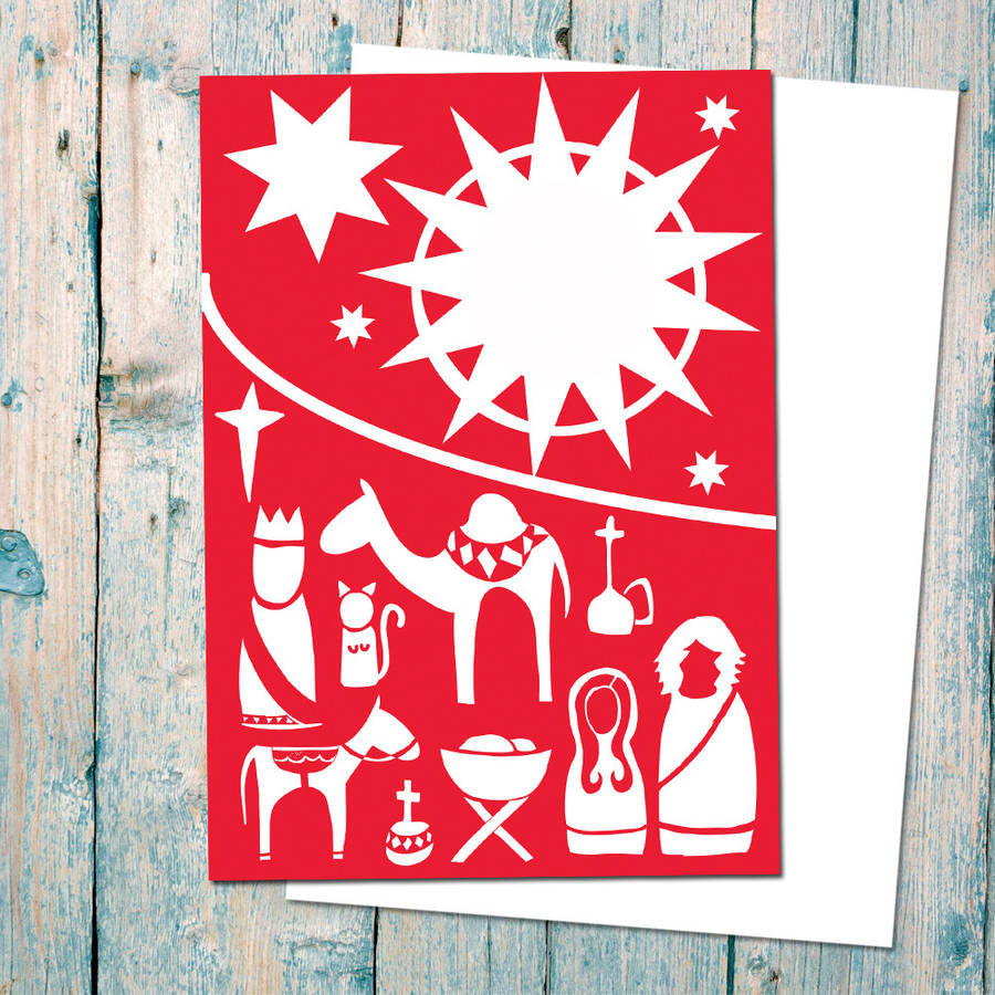 Modern Nativity Scene Christmas Card Pack Of Six By indieBerries