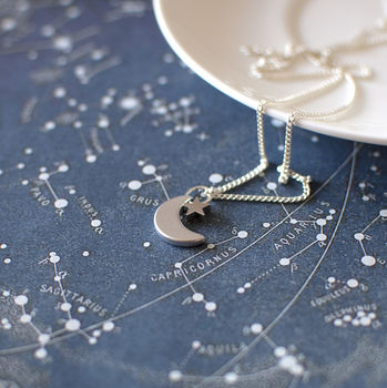 Tiny Crescent Moon And Star Necklace, 3 of 5