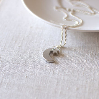 Tiny Crescent Moon And Star Necklace, 4 of 5