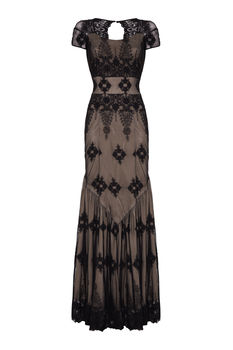 Maxi Dress In Black Embroidered Lace, 3 of 4