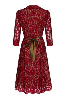 1950s Style Full Skirted Dress In Ruby Lace, 4 of 4