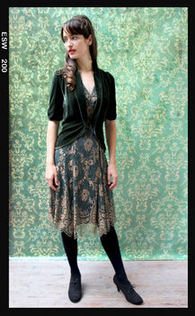 Special Occasion Lace Dress Green And Gold, 2 of 4