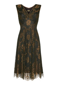 Special Occasion Lace Dress Green And Gold, 3 of 4