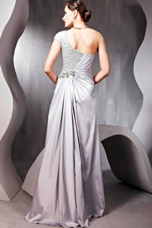 silver metallic evening gowns