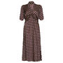 1940s Style Midi Dress In Chocolate Fan Print Crepe, thumbnail 1 of 4