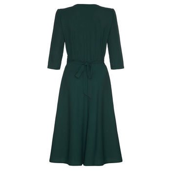 1940s Style Dress In Emerald Green Crepe, 4 of 5