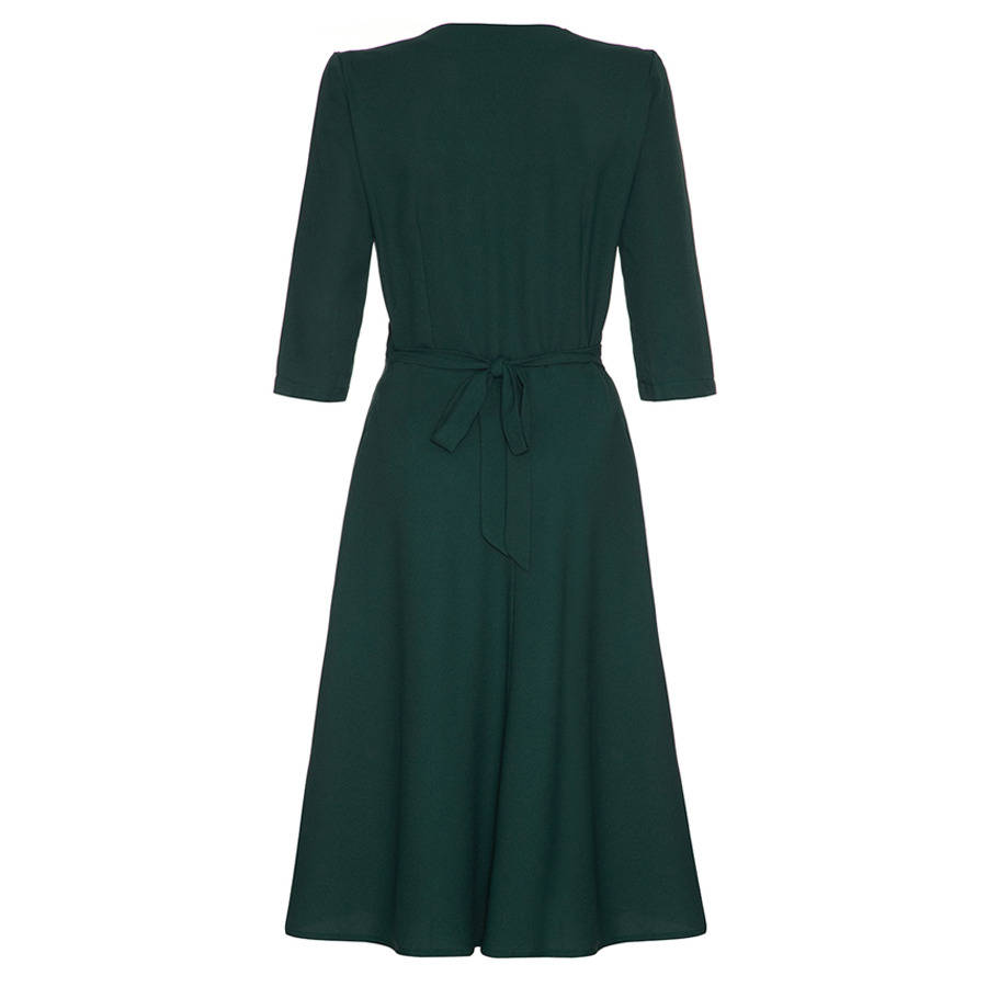 1940s Style Dress In Emerald Green Crepe By Nancy Mac ...
