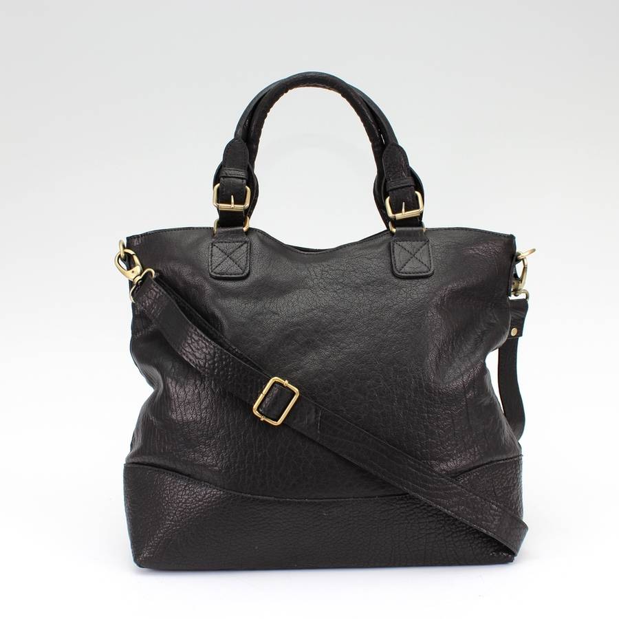 black leather classic tote by the leather store | notonthehighstreet.com