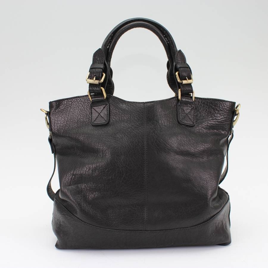 black leather classic tote by the leather store | notonthehighstreet.com