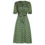 Bow Detail Fifties Inspired Dress In Green Fan Print, thumbnail 1 of 6