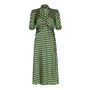 1940s Style Midi Dress In Malachite Fan Print Crepe, thumbnail 1 of 7