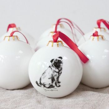 Pug Dog Christmas Bauble Decoration, 2 of 2