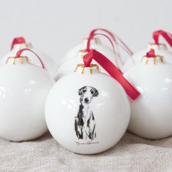 Gentle Whippet Dog Christmas Bauble Decoration, 2 of 2