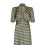 1940s Style Midi Dress In Malachite Fan Print Crepe, thumbnail 4 of 7