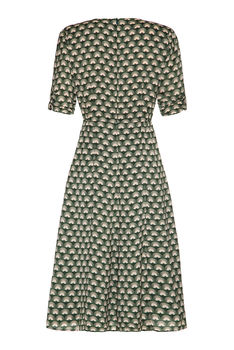 Bow Detail Fifties Inspired Dress In Green Fan Print, 5 of 6