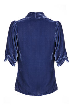 1940s Style Tea Jacket In Celeste Blue Silk Velvet, 7 of 7