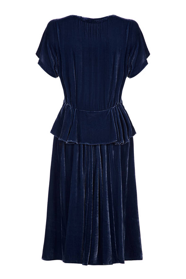 Isabella Dress In Celeste Blue Silk Velvet By Nancy Mac