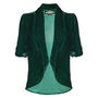 1940s Style Tea Jacket In Peacock Silk Velvet, thumbnail 1 of 6