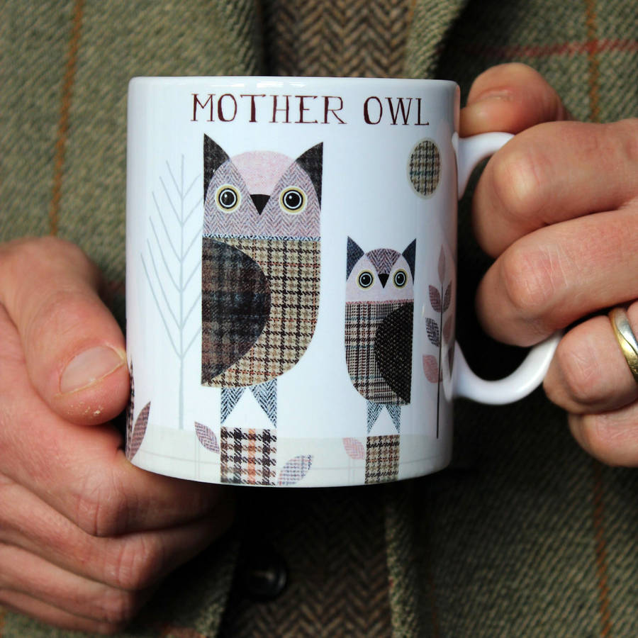 Owls Mug Personalised Tweed Design, 1 of 5