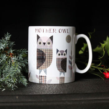 Owls Mug Personalised Tweed Design, 5 of 5