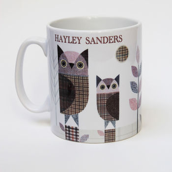 Owls Mug Personalised Tweed Design, 4 of 5