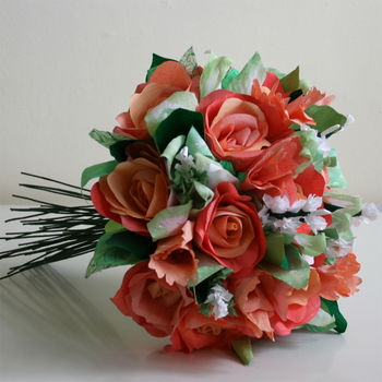 Coral Paper Rose Bouquet, 2 of 7