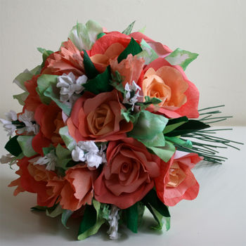 Coral Paper Rose Bouquet, 4 of 7